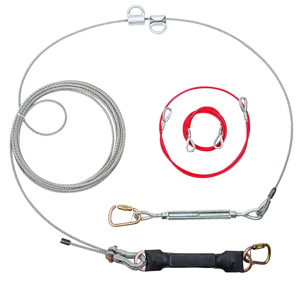 LINEA DE VIDA HORIZONTAL TEMPORAL CABLE GRAVITY SURE-LINE 18 MTS CON BYPASS X2