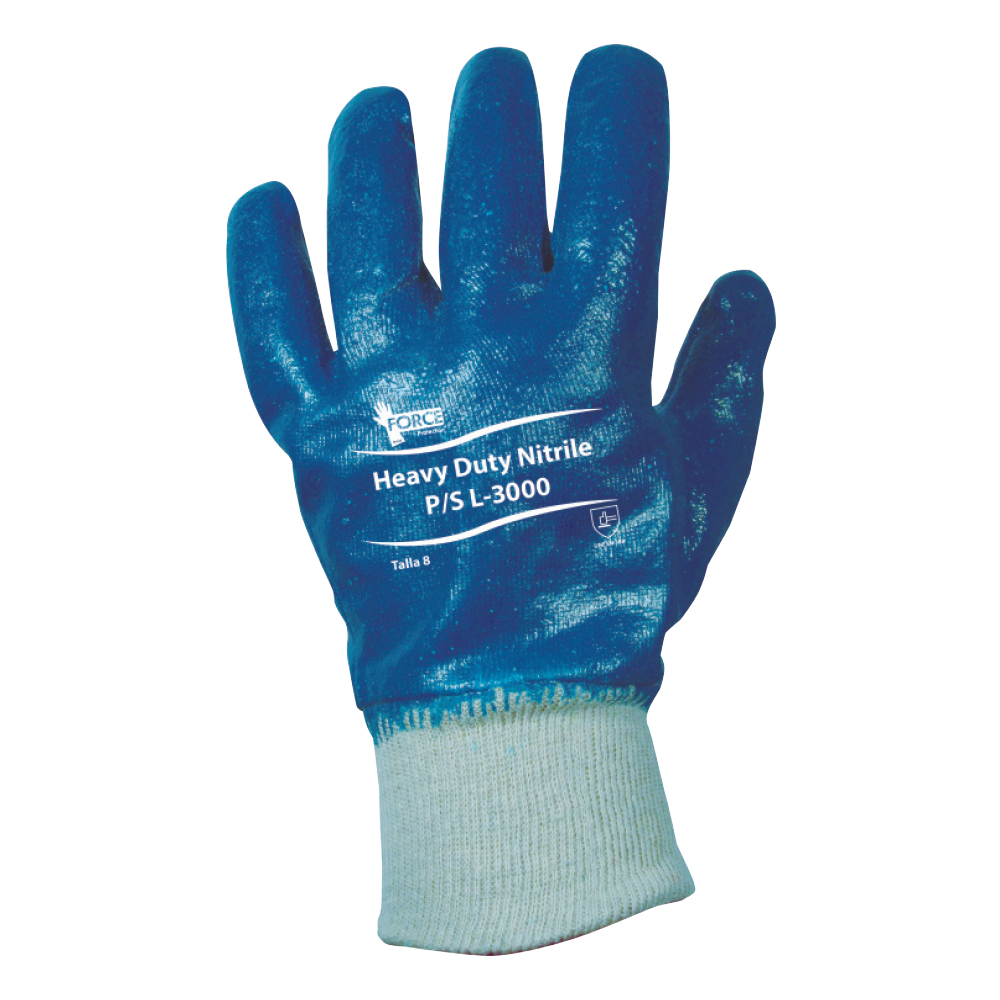 GUANTE HEAVY DUTY NITRILO PUÑO TEJIDO L-3000