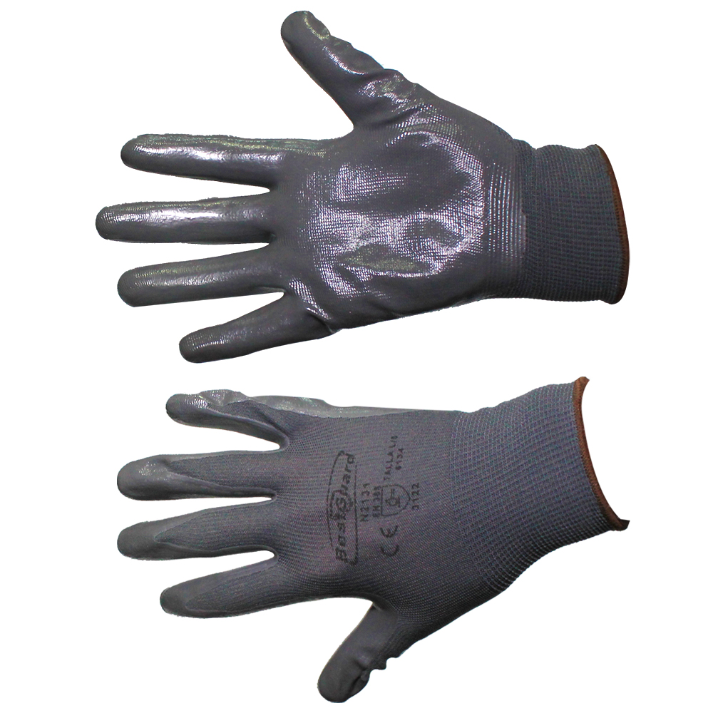 GUANTE NYLON GRIS, PALMA NITRILO GRIS  FLEXGUARD